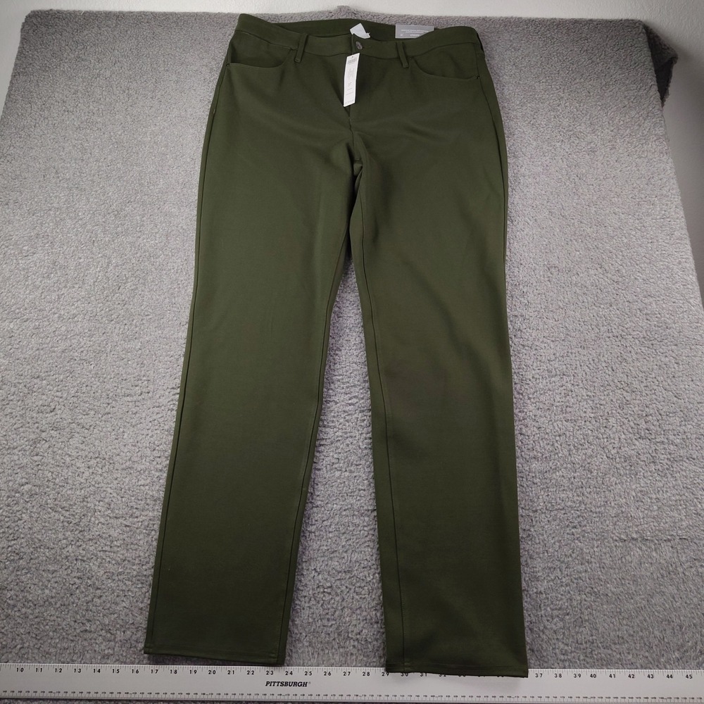 Chicos Slim Leg Pant Sz 16T Ponte 5 Pocket High Waisted Green Stretch NWT